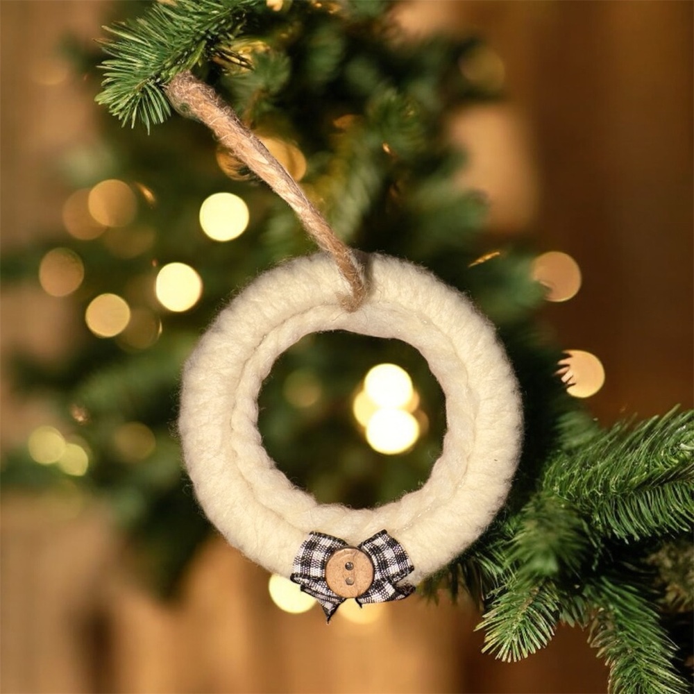 Handmade Holiday Wreath Ornament with Bow